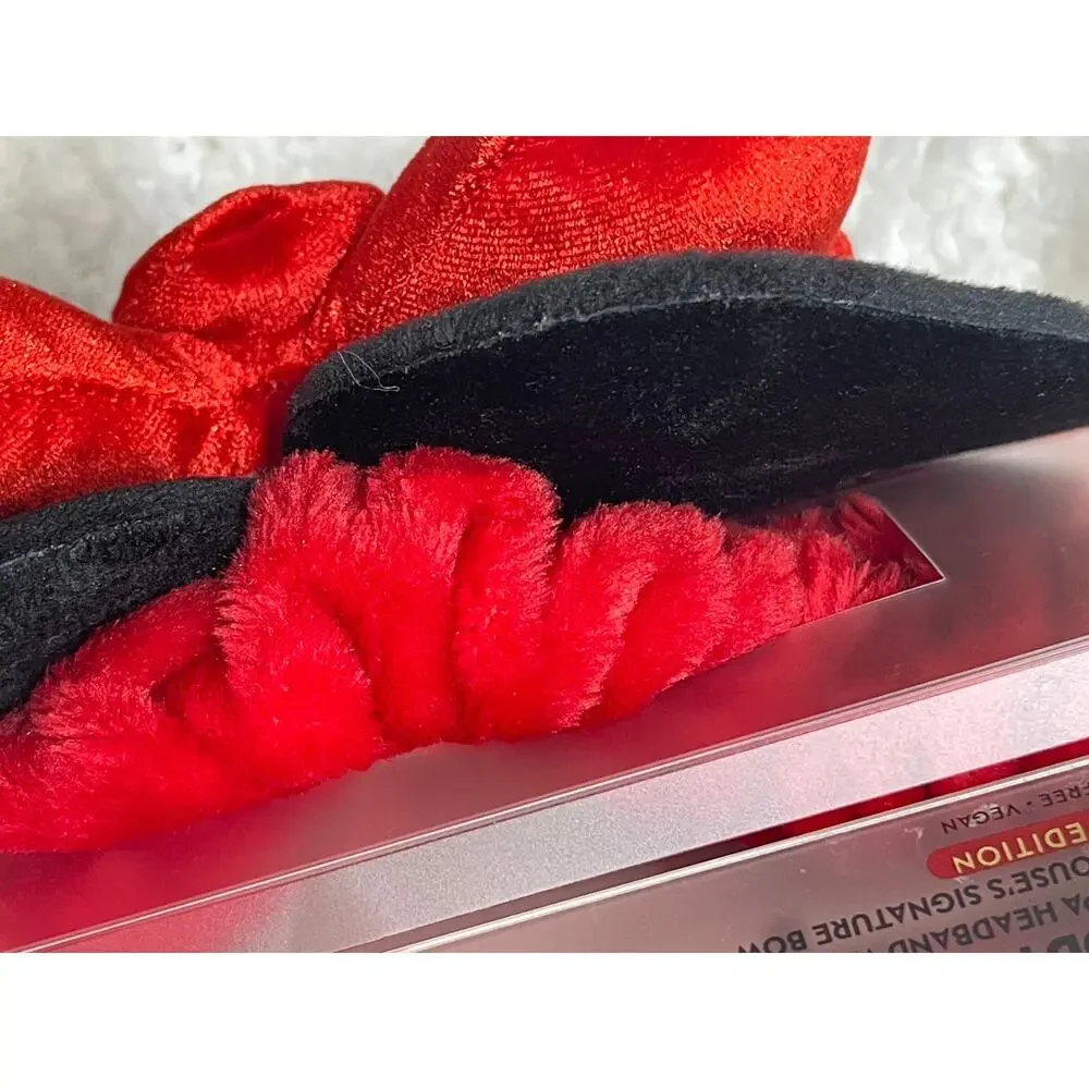 The Creme Shop Minnie Mouse 3D Teddy Spa Headband Plushie Bow Hairband Red Black